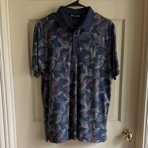 Men's Travis Matthew Blue Floral Polo Shirt — Sz M